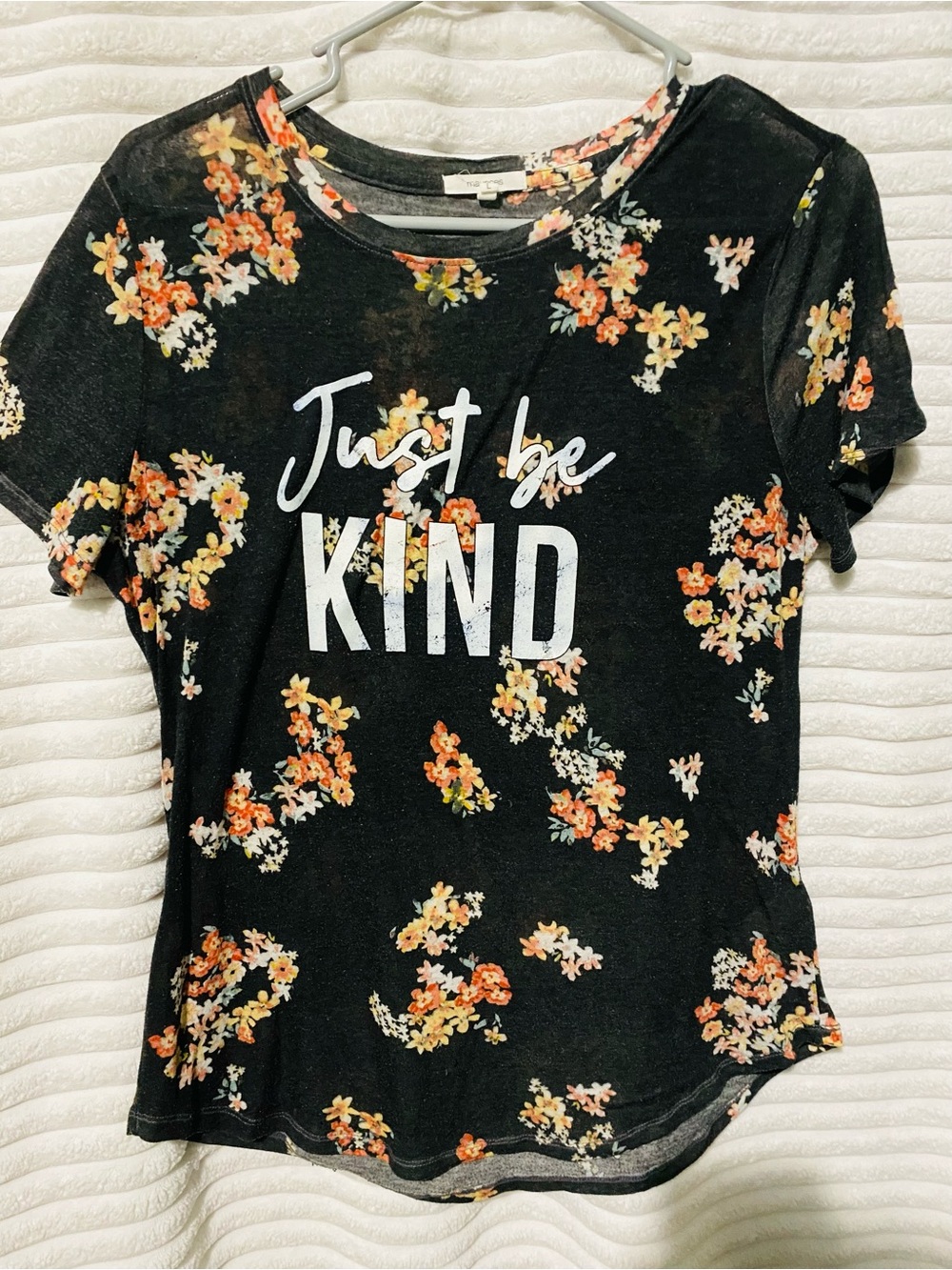 Maurices Black Floral "Just Be Kind" Graphic Tee